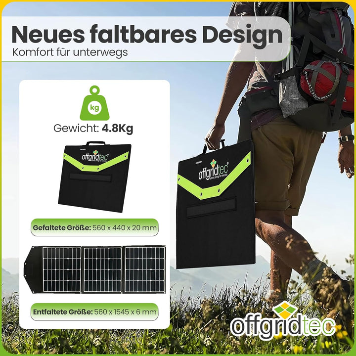 Offgridtec© FSP 2 Ultra 135W faltbares Solarmodul mit integrierter Aufständerung und Laderegler mit