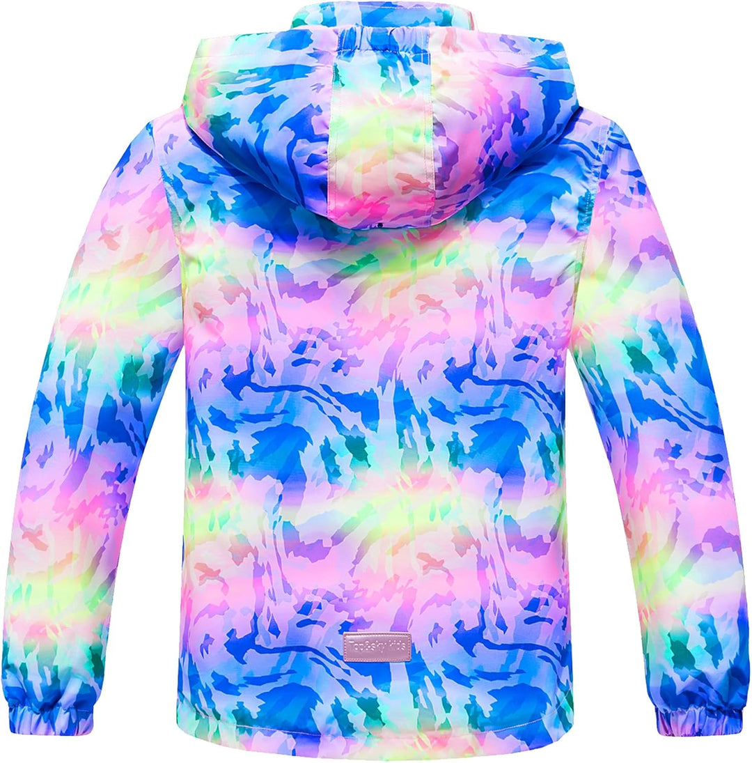 CAMLAKEE Softshelljacke Mädchen Regenjacke Kinder Wasserdicht Jacke Gradient Windjacke, 120 Violett