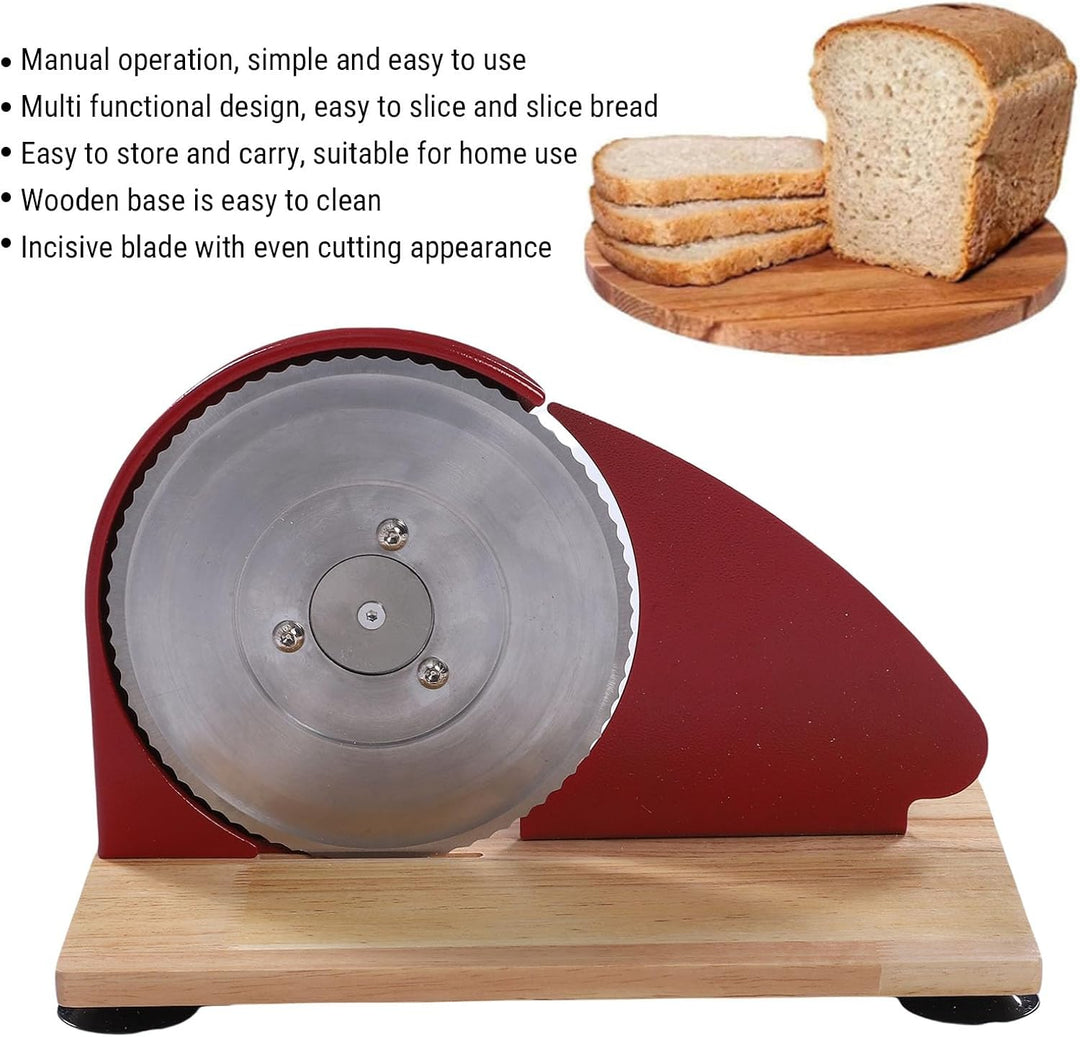 Handkurbel -Brotschneidemaschine, Hölzerne Basis -Design -Schnittblätter Einfach zu Bedienen Tragbar