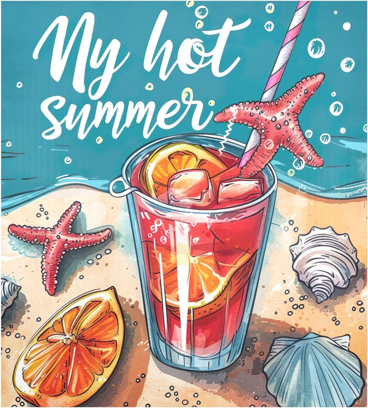 Magnetische Abdeckungen für Geschirrspüler, Sommer, Strand, Cocktail, mit Seestern, magnetisch, 58,4