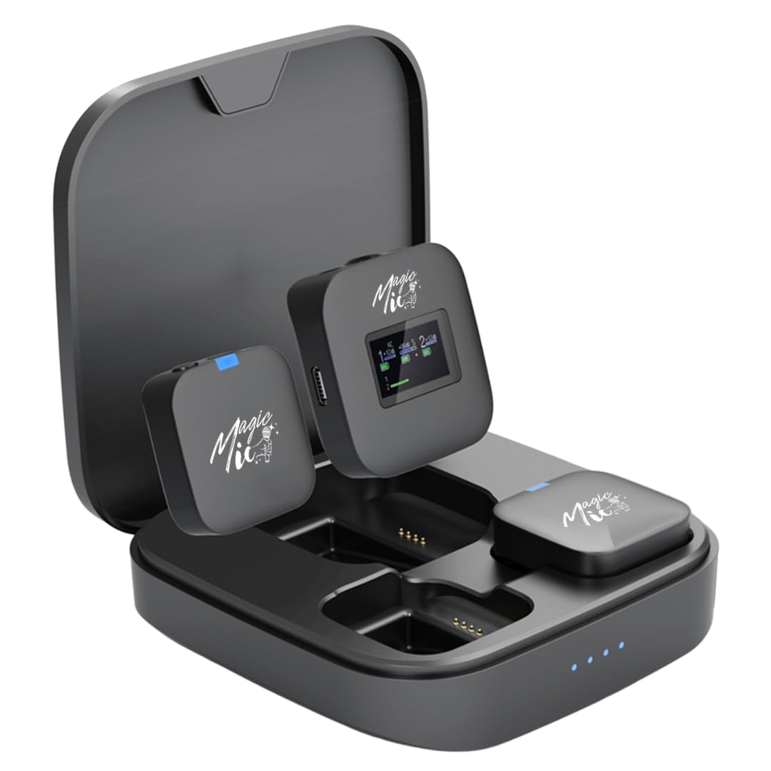 MagicMic™ 3 Pro Influencer Mikrofon Set LCD-Display, KI Geräuschunterdrückung, 20h Akku Stereo/Mono