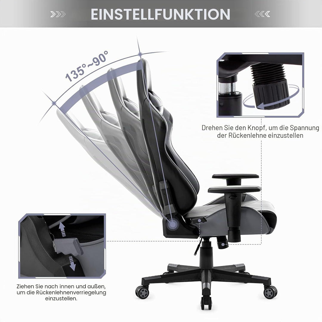 IntimaTe WM Heart Gaming Stuhl, Racing Gamer Stuhl mit Kopfstütze und Lordosenstütze, Ergonomischer