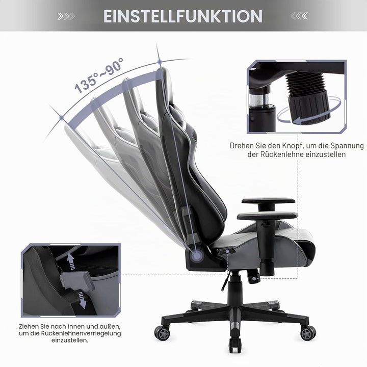 IntimaTe WM Heart Gaming Stuhl, Racing Gamer Stuhl mit Kopfstütze und Lordosenstütze, Ergonomischer