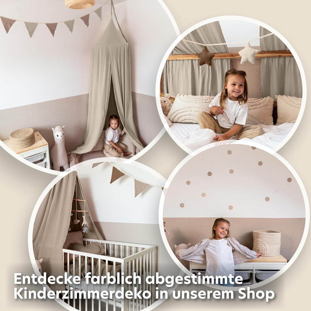 Hausbett Himmel [in 12 Farben] Betthimmel Hausbett aus 100% Baumwolle Musselin - Stoffhimmel für Hau