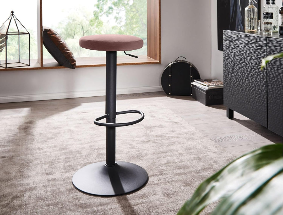 FineBuy Barhocker Samt Hocker ohne Lehne 58-79 cm | Küchenhocker Stoff/Metall 100kg | Design Barstuh