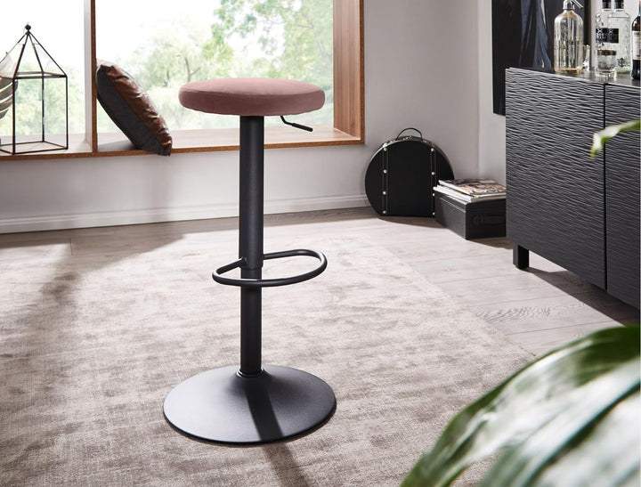 FineBuy Barhocker Samt Hocker ohne Lehne 58-79 cm | Küchenhocker Stoff/Metall 100kg | Design Barstuh