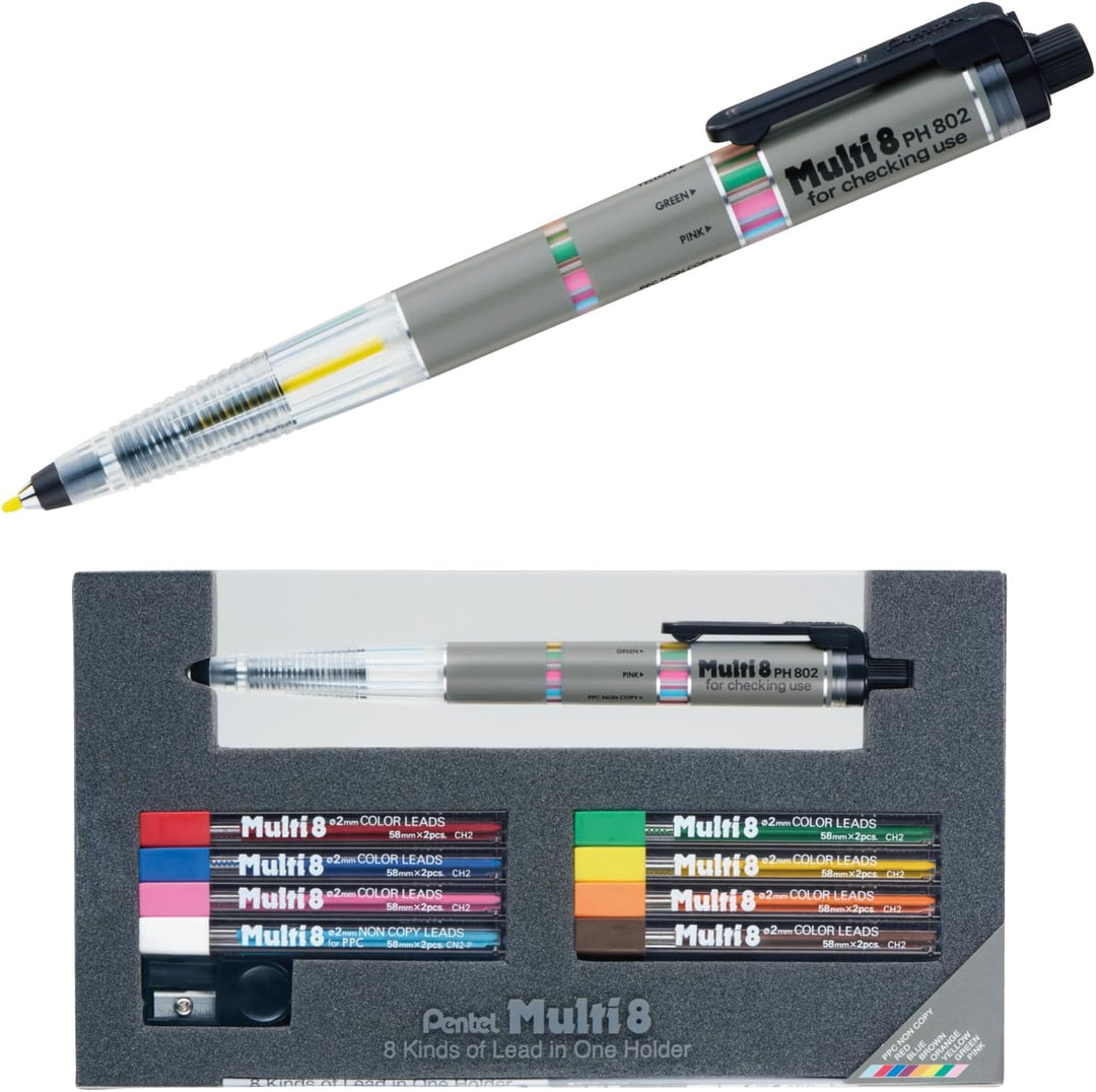 Pentel Pencil Lead Holder and Lead Set, Multi 8 Set (PH802ST) by Pentel Mehrfarbig Modern, Mehrfarbi