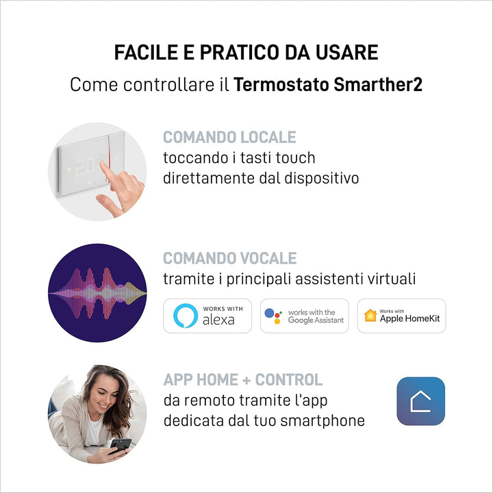 Bticino SXW8002W - Smarther2 mit Netatmo, Thermostat für Wandkessel, programmierbar, ON/OFF-Steuerun