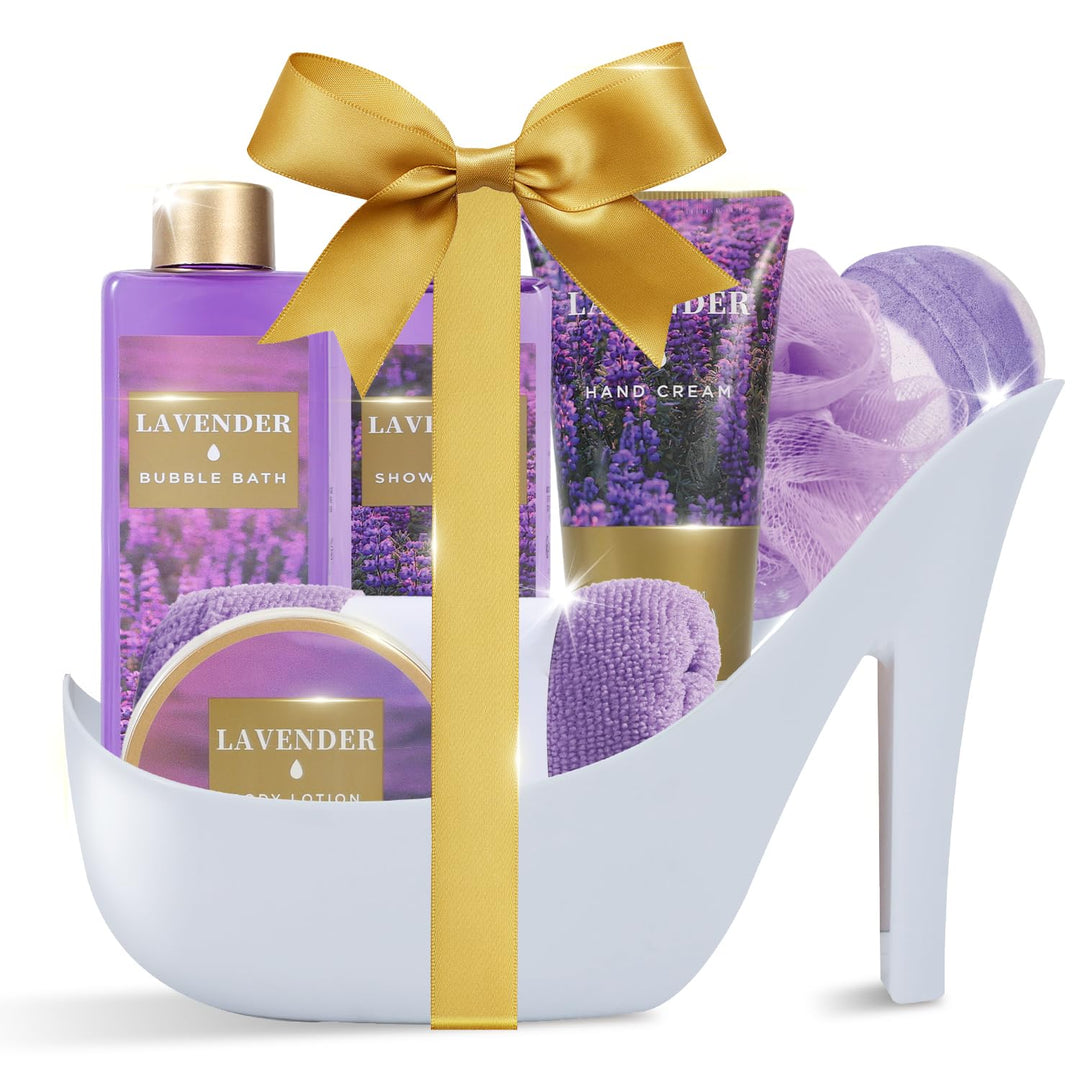 SPA LUXETIQUE Wellness Set für Frauen - 8tlg Lavendelduft Bade Geschenkset mit Duschgel, Bodylotion,