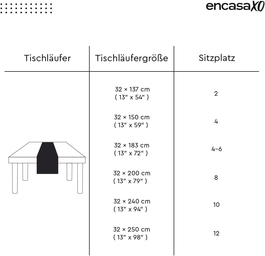 Encasa Tischläufer aus Gerippter Baumwolle für 4 to 6 Seater mit Leiter blau und Grösse Gross 32x183