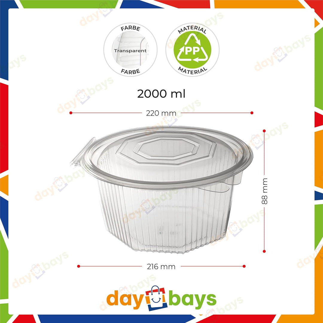 Haushaltsbox PP 8 Eckig Salat-Box Alpha mit anhängendem Deckel Transparent Salad Cups Verpackungsbec