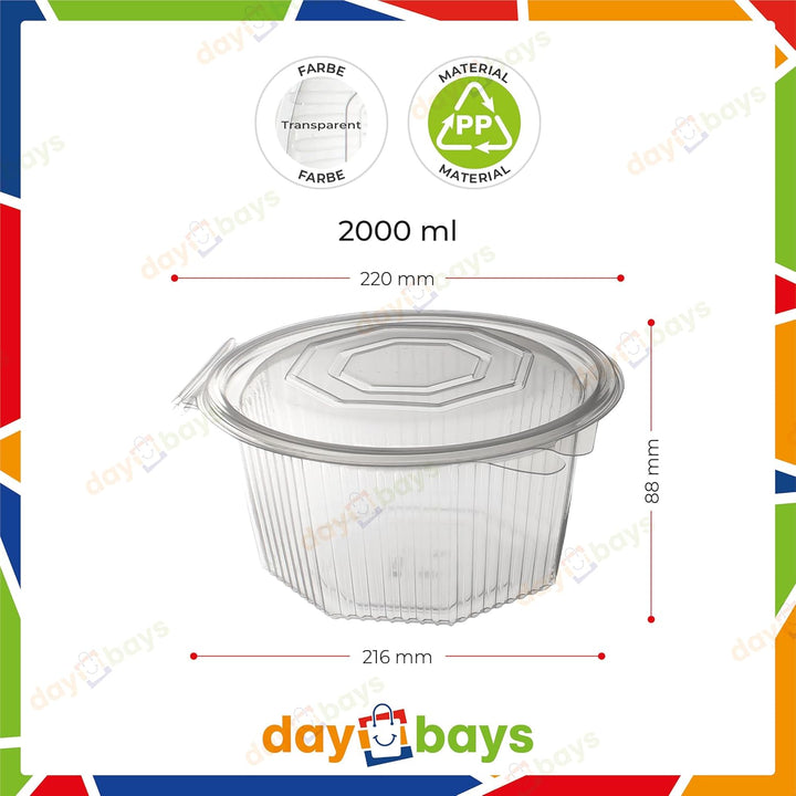 Haushaltsbox PP 8 Eckig Salat-Box Alpha mit anhängendem Deckel Transparent Salad Cups Verpackungsbec