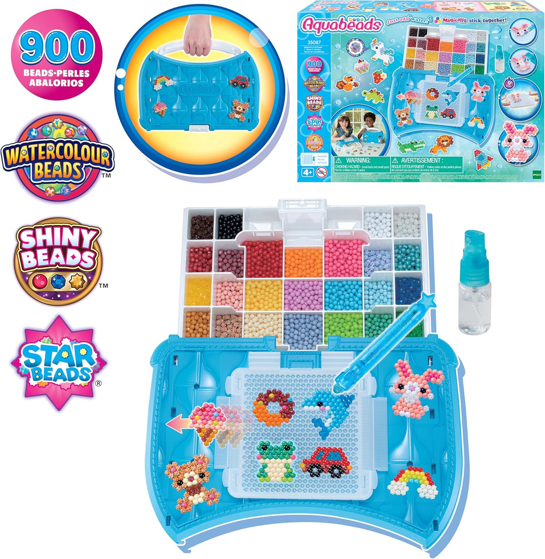 Aquabeads 35087 Bastelstudio Starter Set – Wasserperlen Bastelset im Koffer zum Mitnehmen für Kinder
