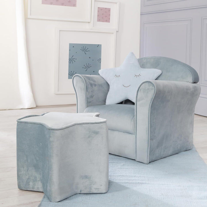 roba Kindersessel Lil Sofa mit Armlehnen - für Jungen und Mädchen - Bequemer Babysessel - Samtstoff
