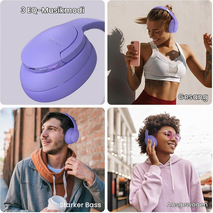 DOQAUS Kopfhörer Kabellos Bluetooth Bis zu 90 Std,Bluetooth Kopfhörer Over-Ear mit 3 EQ-Modi, HiFi S