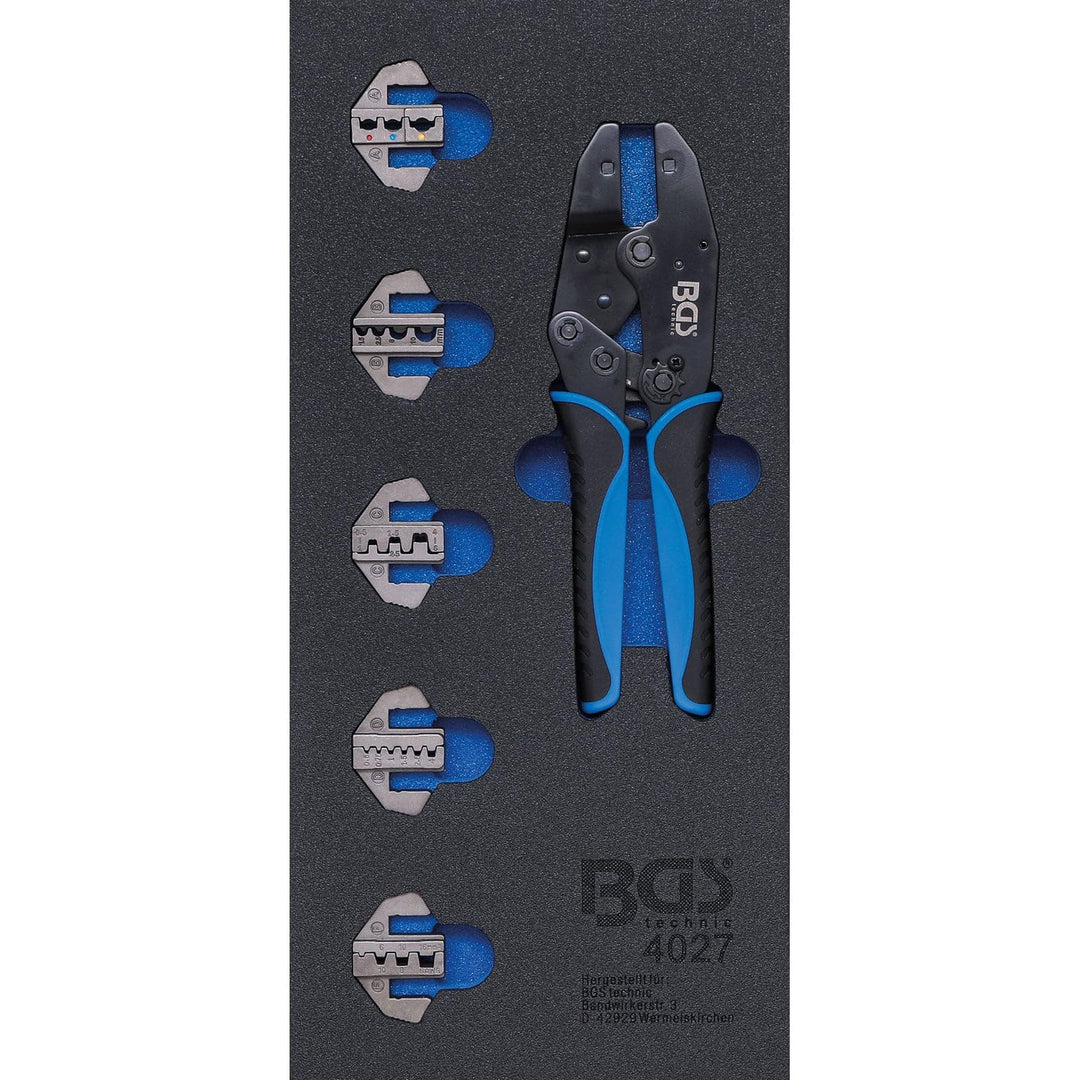 BGS 4027 | Werkstattwageneinlage 1/3: Crimpzangen-Satz | mit 5 Paar Pressbacken, Satz