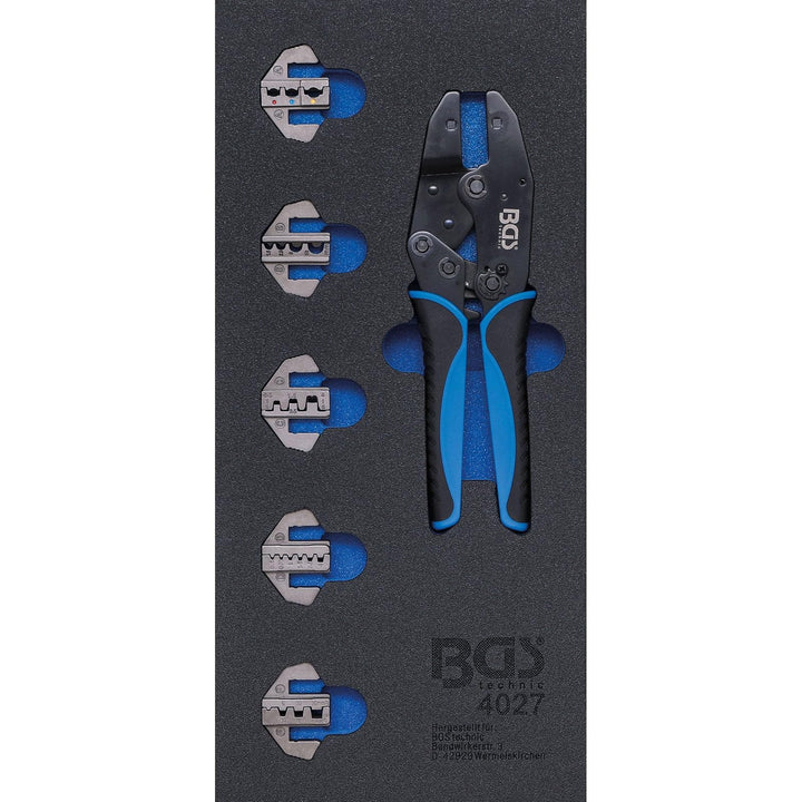 BGS 4027 | Werkstattwageneinlage 1/3: Crimpzangen-Satz | mit 5 Paar Pressbacken, Satz