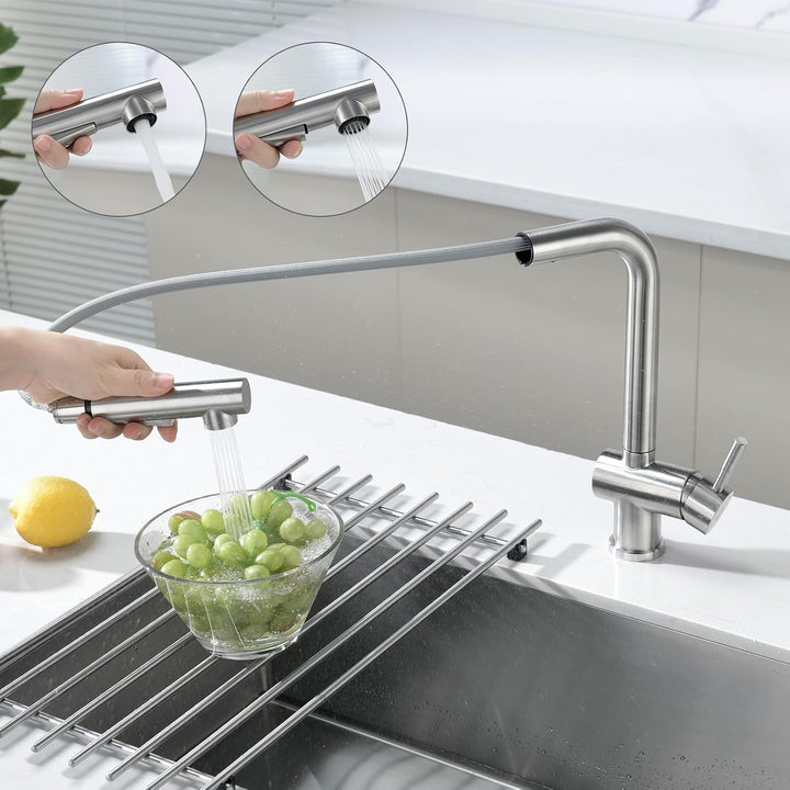 CECIPA Hochdruck Wasserhahn Küche Ausziehbar, Küchenarmatur mit Brause Zwei Strahlarten, Mischbatter