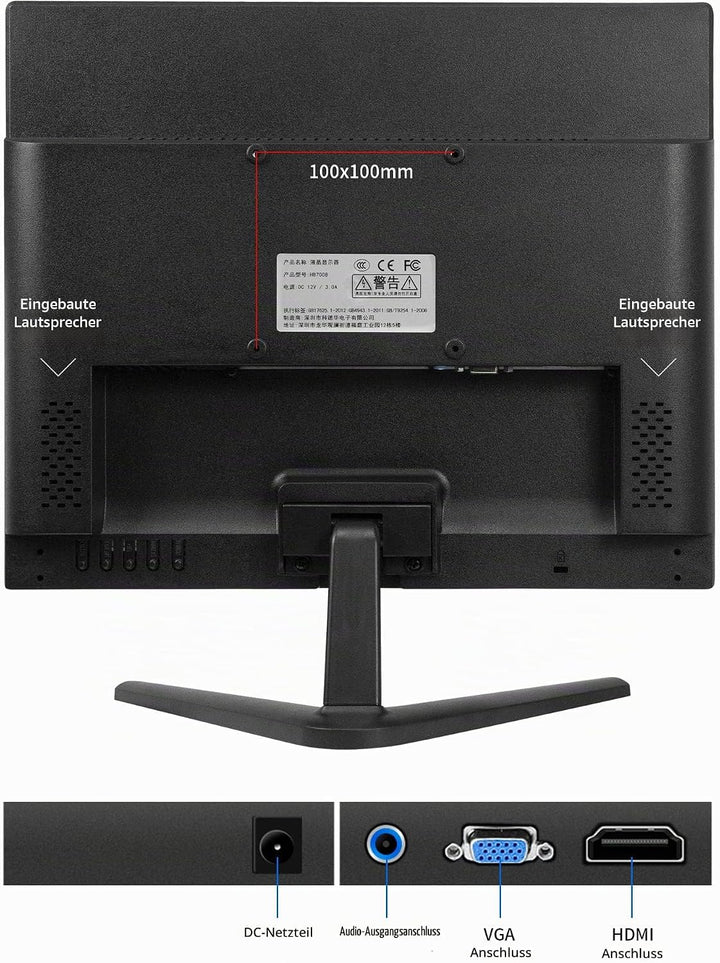 Thinlerain 17 Zoll PC Monitor 1280 x 1024 LED Screen 4:3 (60Hz, 5ms Response Time, Built-in Speaker)