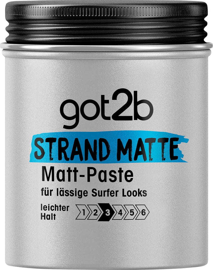 got2b Strand Matte Matt-Paste (100 ml), Styling Paste für matte Surfer Looks, zum Strubbeln, Texturi