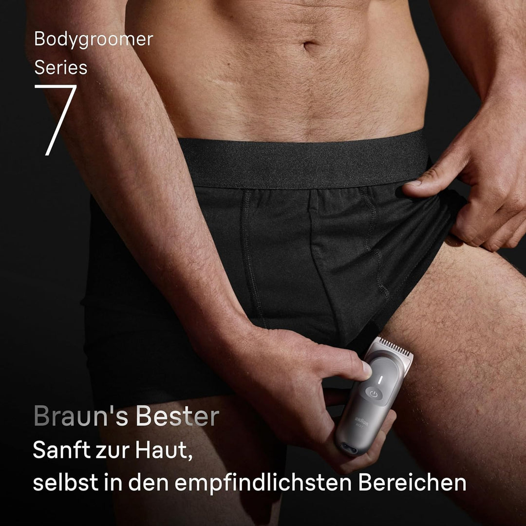 Braun Bodygroomer Series 7, Elektrischer Körperrasierer Herren mit 8 Zubehörteile, Kabelloser Trimme