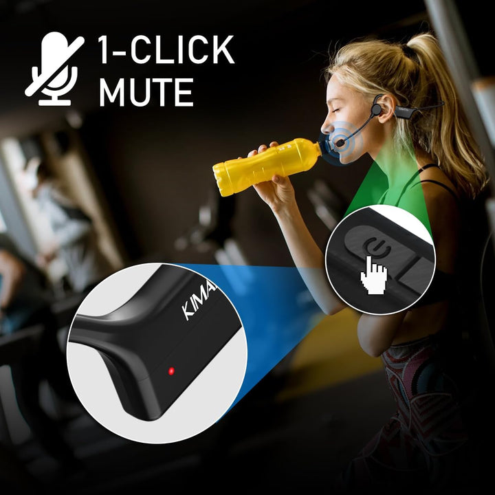 KIMAFUN IP67 wasserdichtes drahtloses Fitness-Mikrofon, 2.4G leichtes ergonomisches Headset Mikrofon