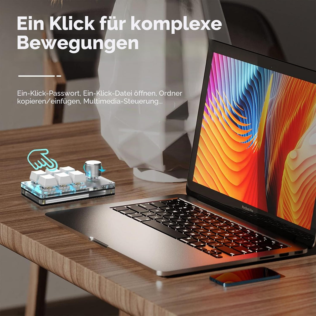 BRIMFORD Programmierbare Mini-Tastatur, programmierbar, 2,4 G, kabellos, USB-C, mechanisch, Hot-Swap