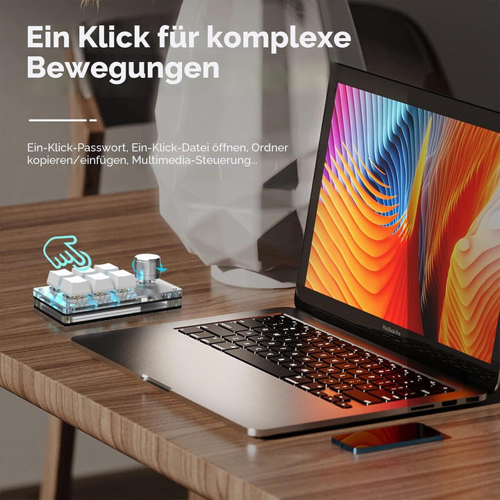 BRIMFORD Programmierbare Mini-Tastatur, programmierbar, 2,4 G, kabellos, USB-C, mechanisch, Hot-Swap