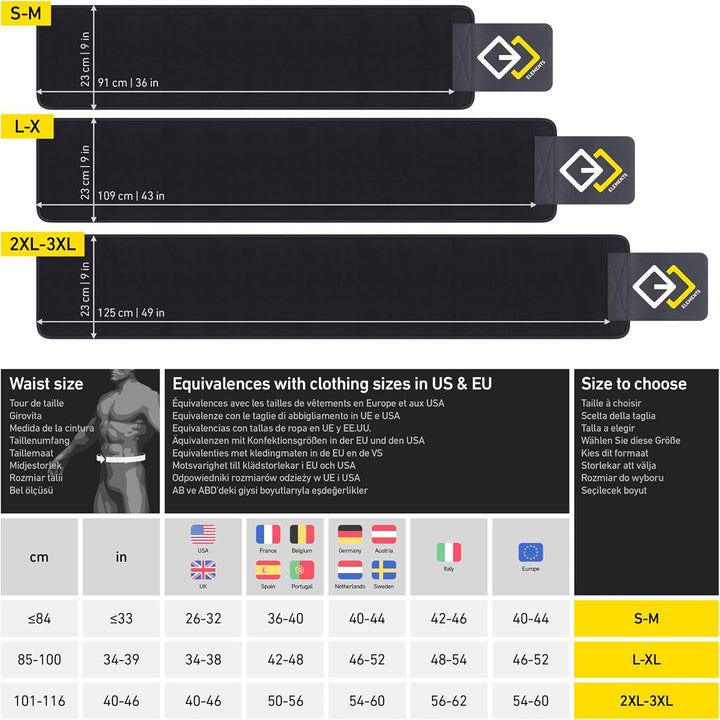 GJELEMENTS Bauchweggürtel - Neopren Schwitzgürtel Damen Herren - Sauna Bauchgurt zum Abnehmen - Fitn