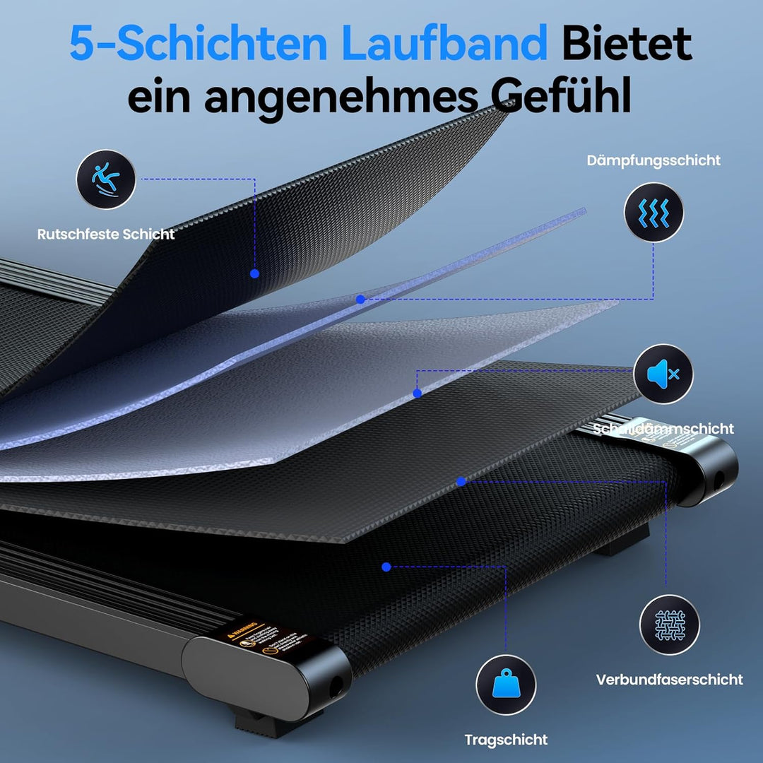 Walking Pad, 3-in-1 Laufband mit 12% Steigung, 6 km/h Leises Laufband für Zuhause, Tragbares Walking