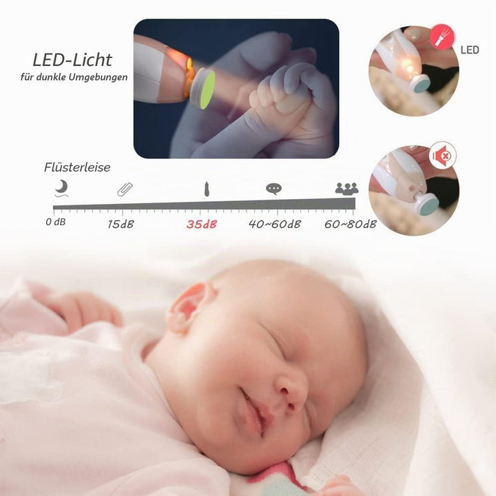 haakaa Baby Nageltrimmer Elektrisch Baby Nagelknipser Set für Neugeborene, Kleinkinder oder Erwachse