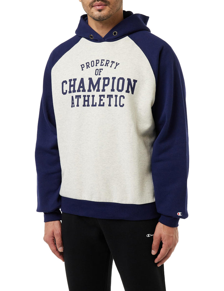 Champion Herren Legacy Athletics Polyfleece Kapuzenpullover (1er Pack) L Grigio Melange Chiaro/Blu M