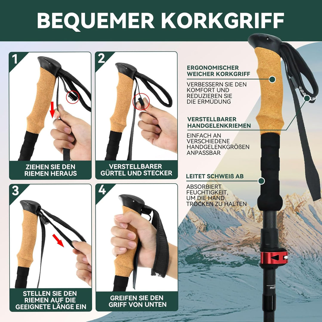UnderwoodAggregator Carbon Fiber Trekkingstöcke – 2er Set Leichte & verstellbare Wanderstöcke für Da
