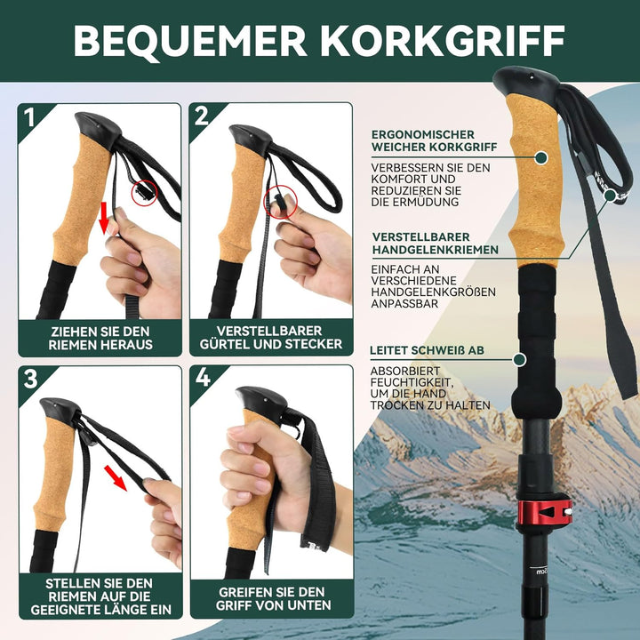 UnderwoodAggregator Carbon Fiber Trekkingstöcke – 2er Set Leichte & verstellbare Wanderstöcke für Da