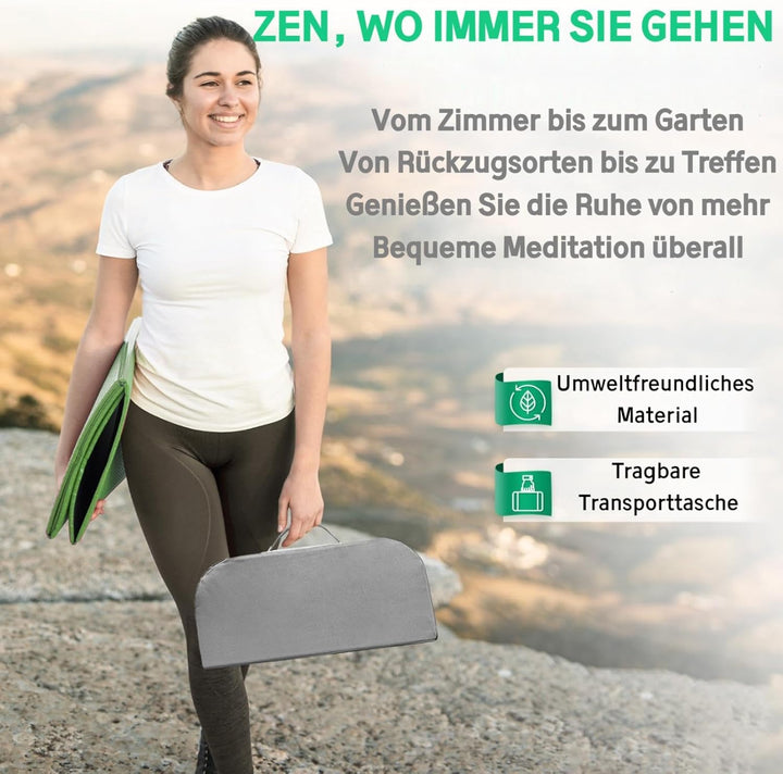 Hihealer Meditationsbank – Klappbare Ergonomische Bambus-Meditationsbank mit Bequemem Kissen, zum Kn