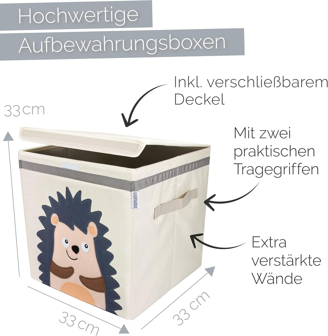 GLÜCKSWOLKE Kinder Aufbewahrungsbox - 15 Motive I Spielzeugkiste mit Deckel für Kinderzimmer I Spiel