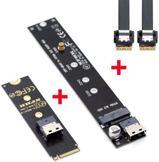 System-S SFF-8654 Adapter NGFF M-Key 40 cm NVME Kabel Stecker zu Buchse für Mainboard SSD