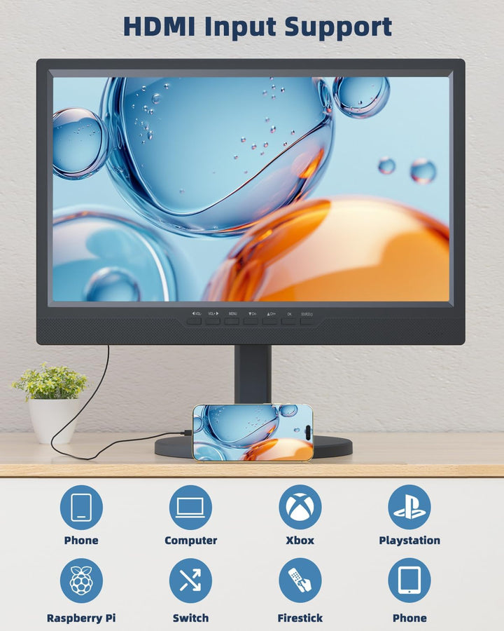 DESOBRY 19-Zoll Fernseher mit Batterie, Tragbarer Kleiner Fernseher DVB-T2 | 1080p, Mit Antenne, HDM