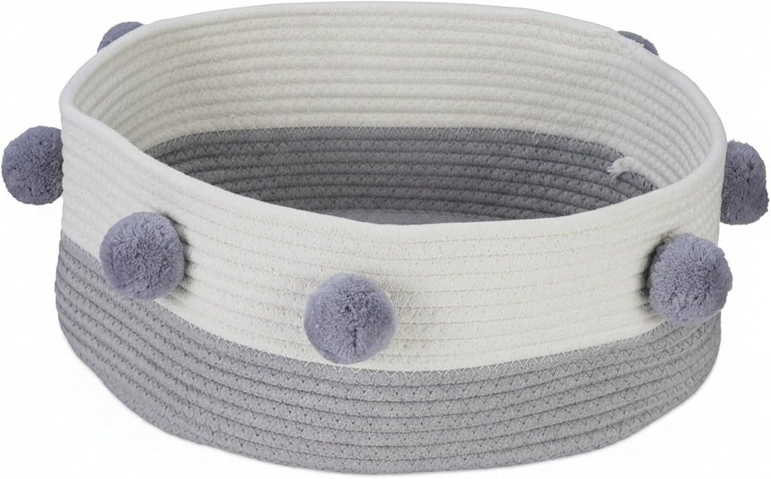 Relaxdays Cesta de algodón para Gatos Katzenbett, Katzen & kleine Hunde, HxD: 16,5 x 41 cm, Bommeln,
