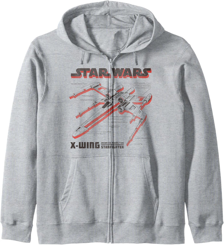 Star Wars X-Wing Starfighter Red Schematics Kapuzenjacke