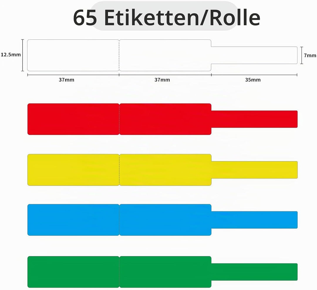 NIIMBOT Thermo Kabeletiketten, 12.5 x 109mm Etikettendrucker Thermo Papier Kompatibel mit dem D110 D