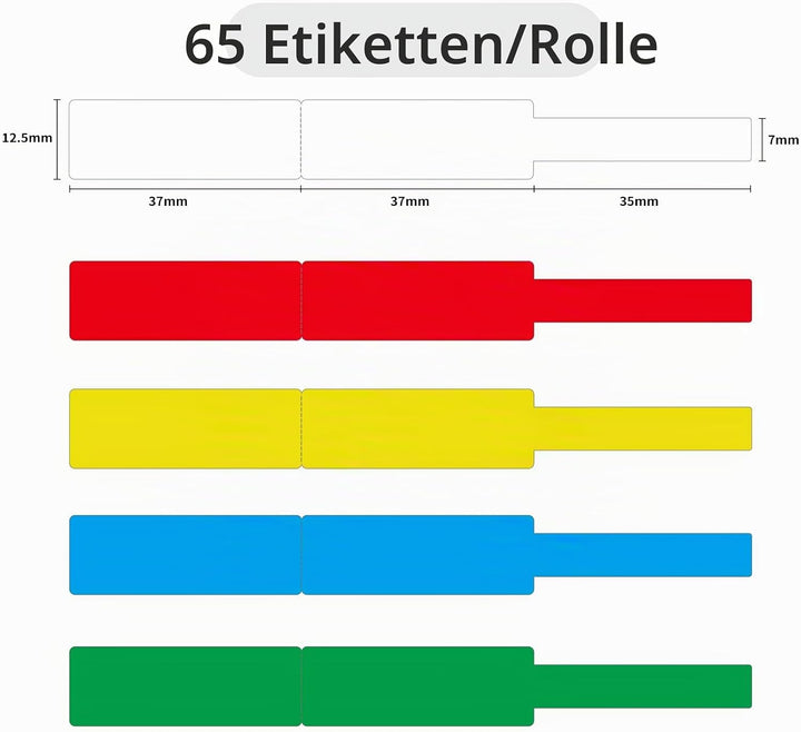 NIIMBOT Thermo Kabeletiketten, 12.5 x 109mm Etikettendrucker Thermo Papier Kompatibel mit dem D110 D