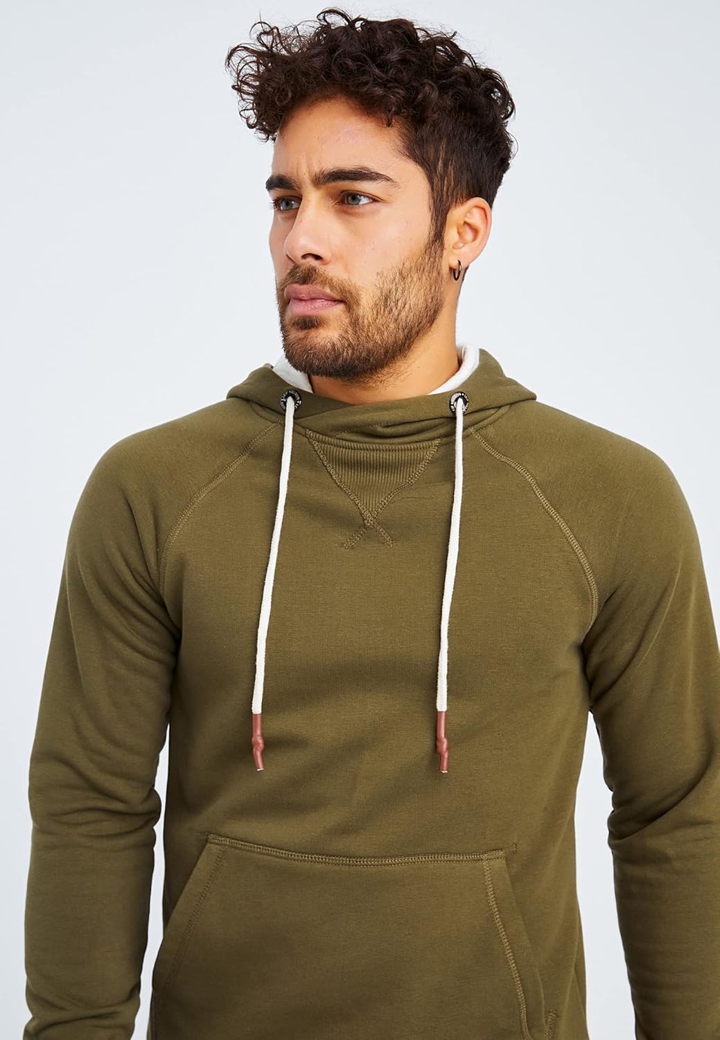 Leif Nelson Herren Pullover Hoodie Kapuzenpullover Longsleeve Basic Sweatshirt Sweater LN8153 S Khak
