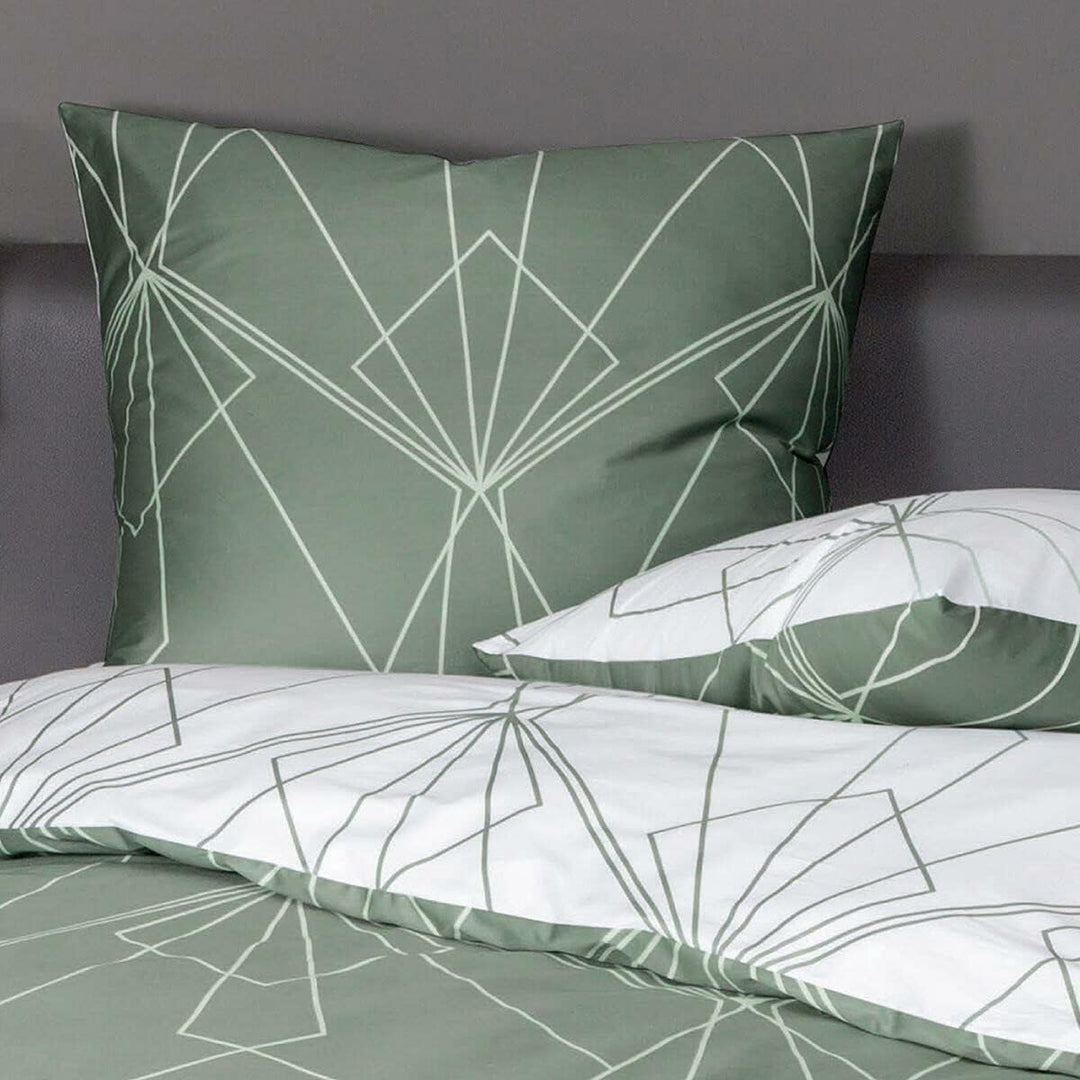 Janine Mako-Satin-Bettwäsche J.D. 155x200 cm + 80x80 cm salbeigrün-Jade, 155x200 cm