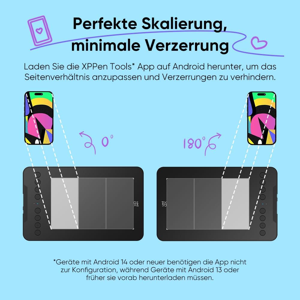 XPPen Deco mini7W V2 Grafiktablett 7x4,37 Zoll, mit Batterielos Stift 16384 Druckstufen, 5080LPI, 20