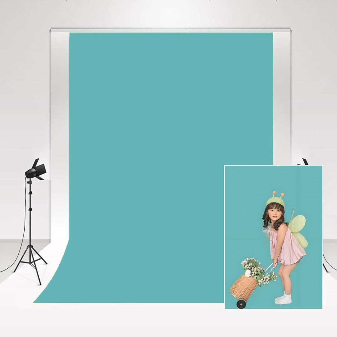 Kate Fotohintergrund für Fotografen, 1,5 x 2,2 m, Cyan, Mikrofaser, Keine Krease, Hintergrund für pr