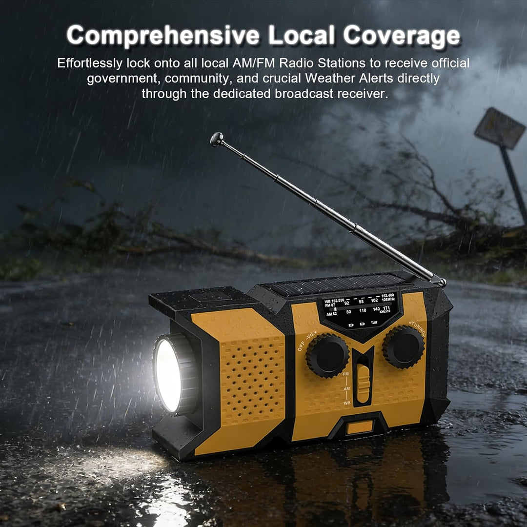 2026 Upgraded Crank Radio,Portable Emergency Solar Radio with LED Flashlight and SOS Alarm,2000mAh A