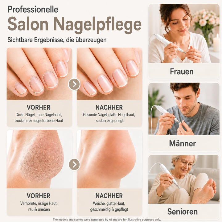 Nagelfräser Kabellose Elektrische Nagelfeile, Maniküre Pediküre Set 5 Elektrisch, Professionell Elek
