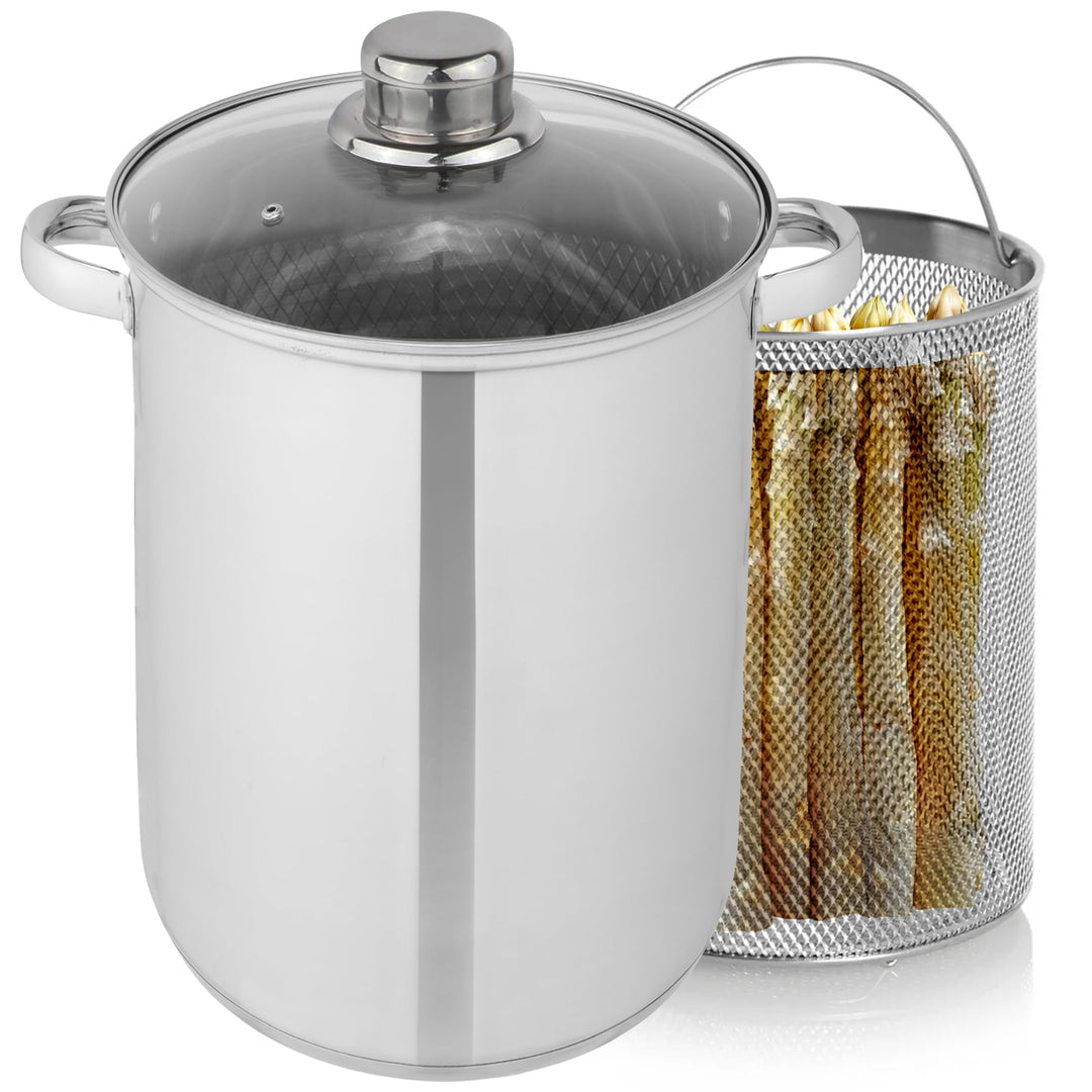 Aviro Spargelpfanne – Nudelpfanne – Ø 16,5 cm – 25 cm hoch – 4,2 l – multifunktional – für alle Herd