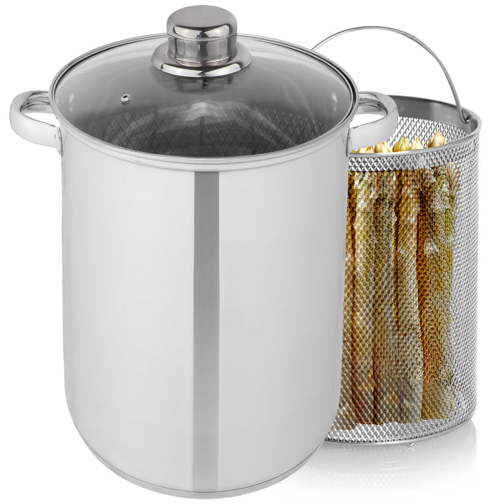 Aviro Spargelpfanne – Nudelpfanne – Ø 16,5 cm – 25 cm hoch – 4,2 l – multifunktional – für alle Herd